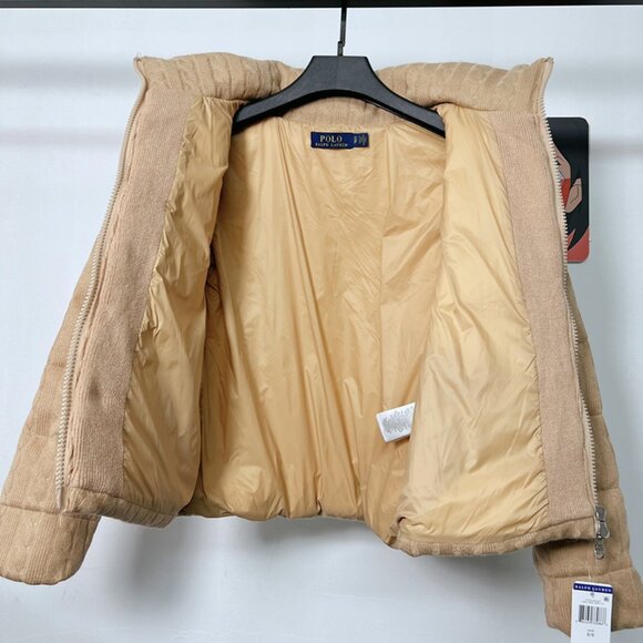 Ralph Lauren Cable Knit Textured Stand Collar Down Jacket - Picture 3 of 7